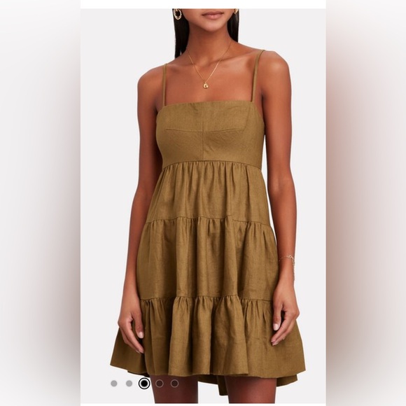 Shona Joy LUCILLE LINEN TIERED MINI DRESS - CUMIN - Picture 7 of 9